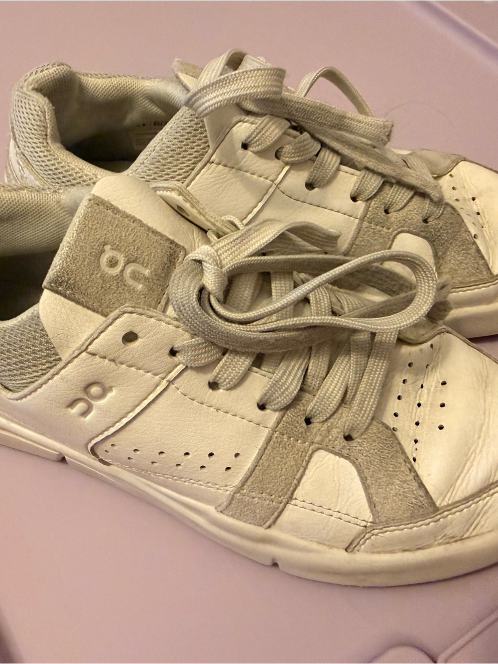 On Running White and Light Gray Lace-Up Sneakers